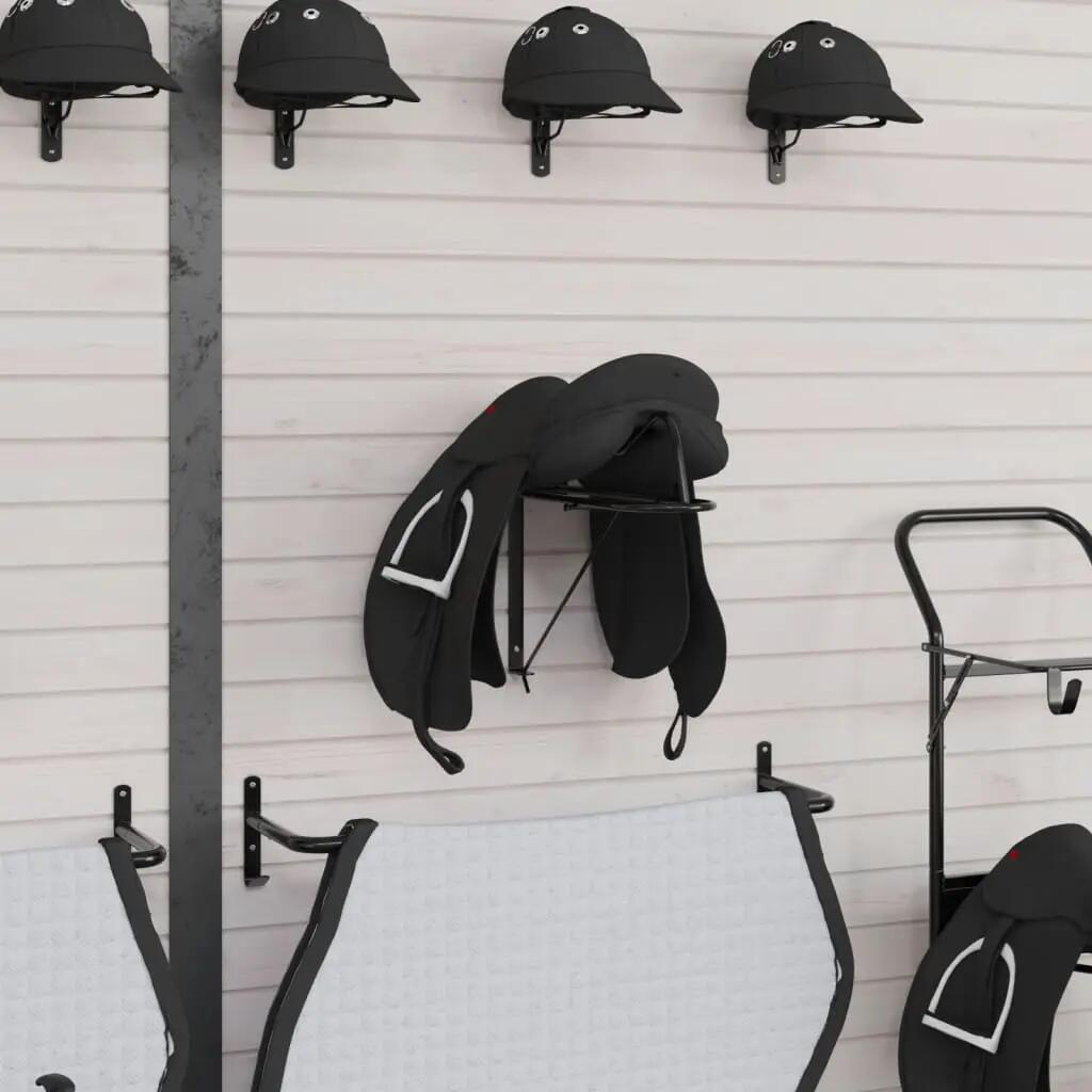 Vidaxl Saddle Rack pliable Mur-Fer Mount Black 3/3