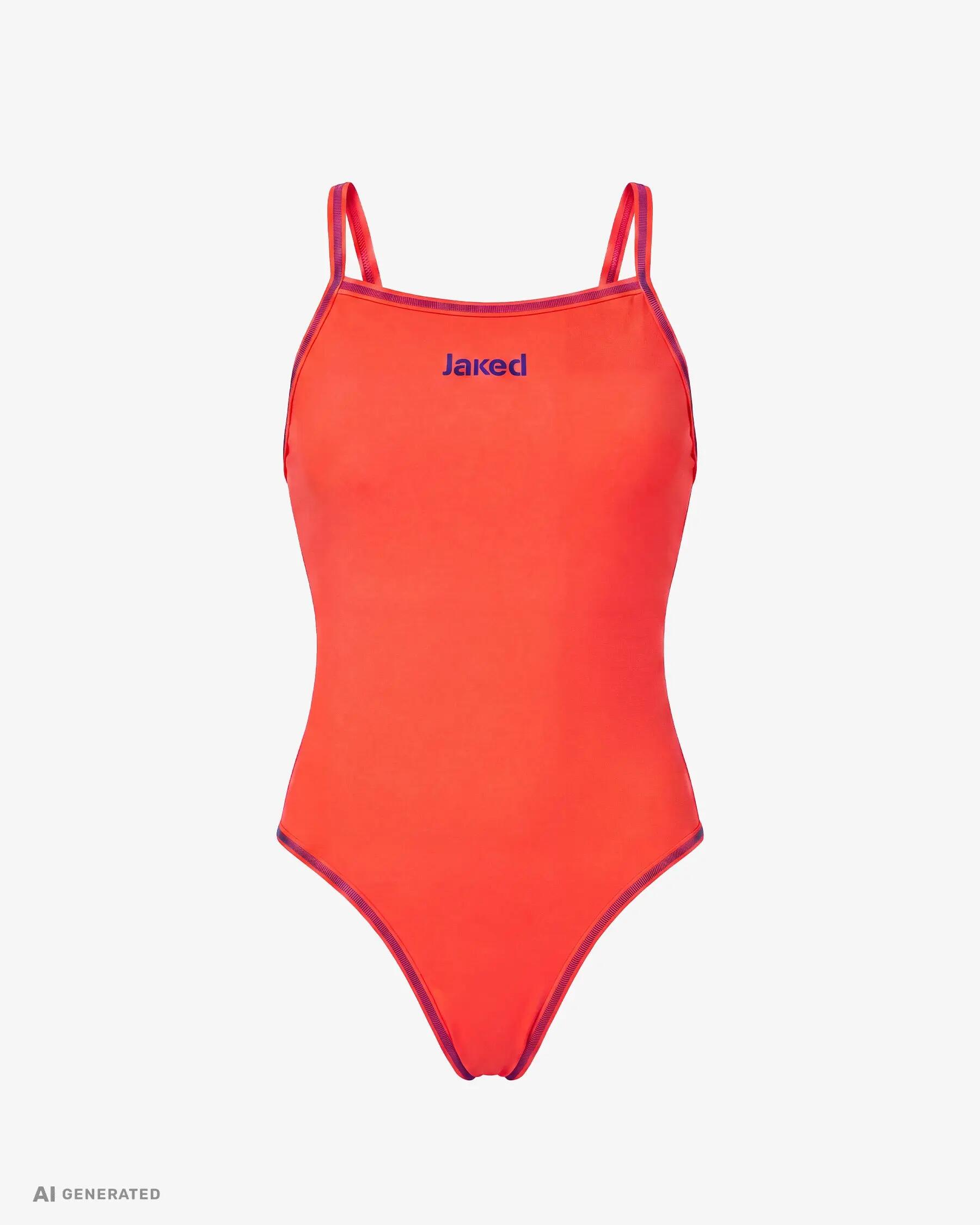 costume da piscina  corallo e royal da donna in mat. sintetico da nuoto 4/5