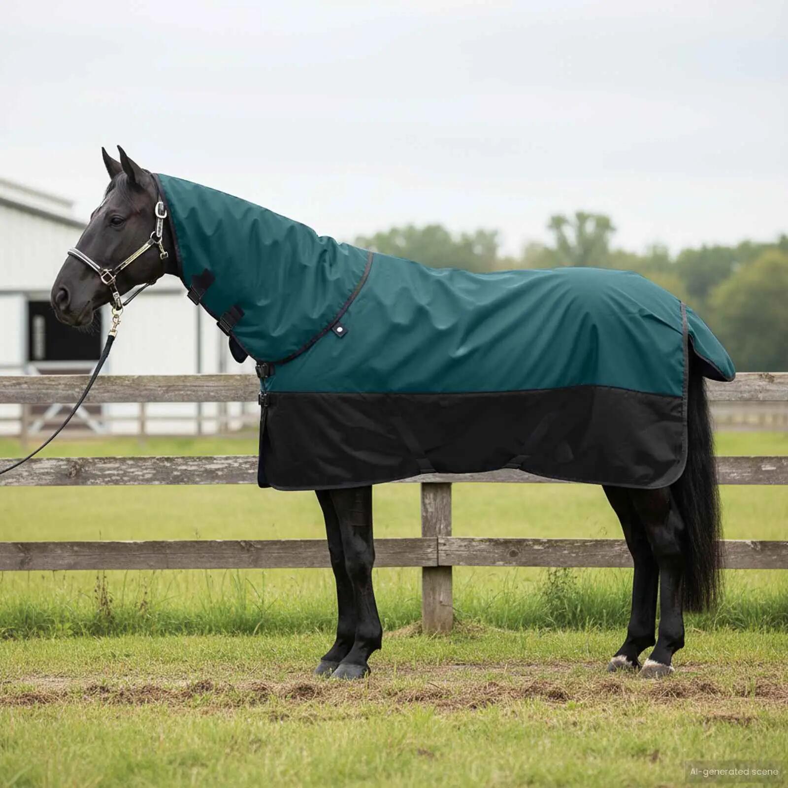 Couverture imperméable cheval polyester VidaXL vert foncé 1/1