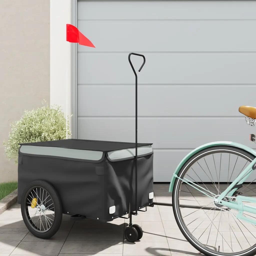 Remorque vélo acier VidaXL 30 kg drapeau sécurité 1/1
