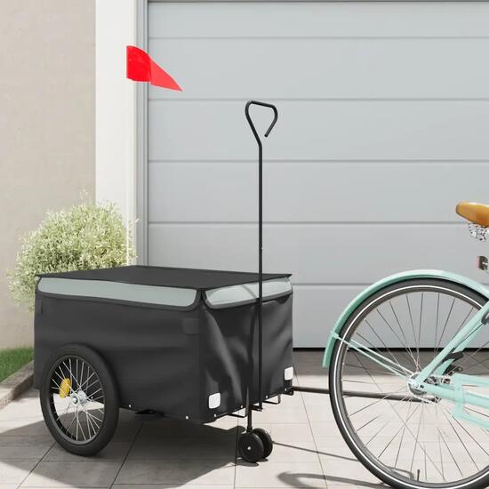 Remorque vélo acier VidaXL 30 kg drapeau sécurité