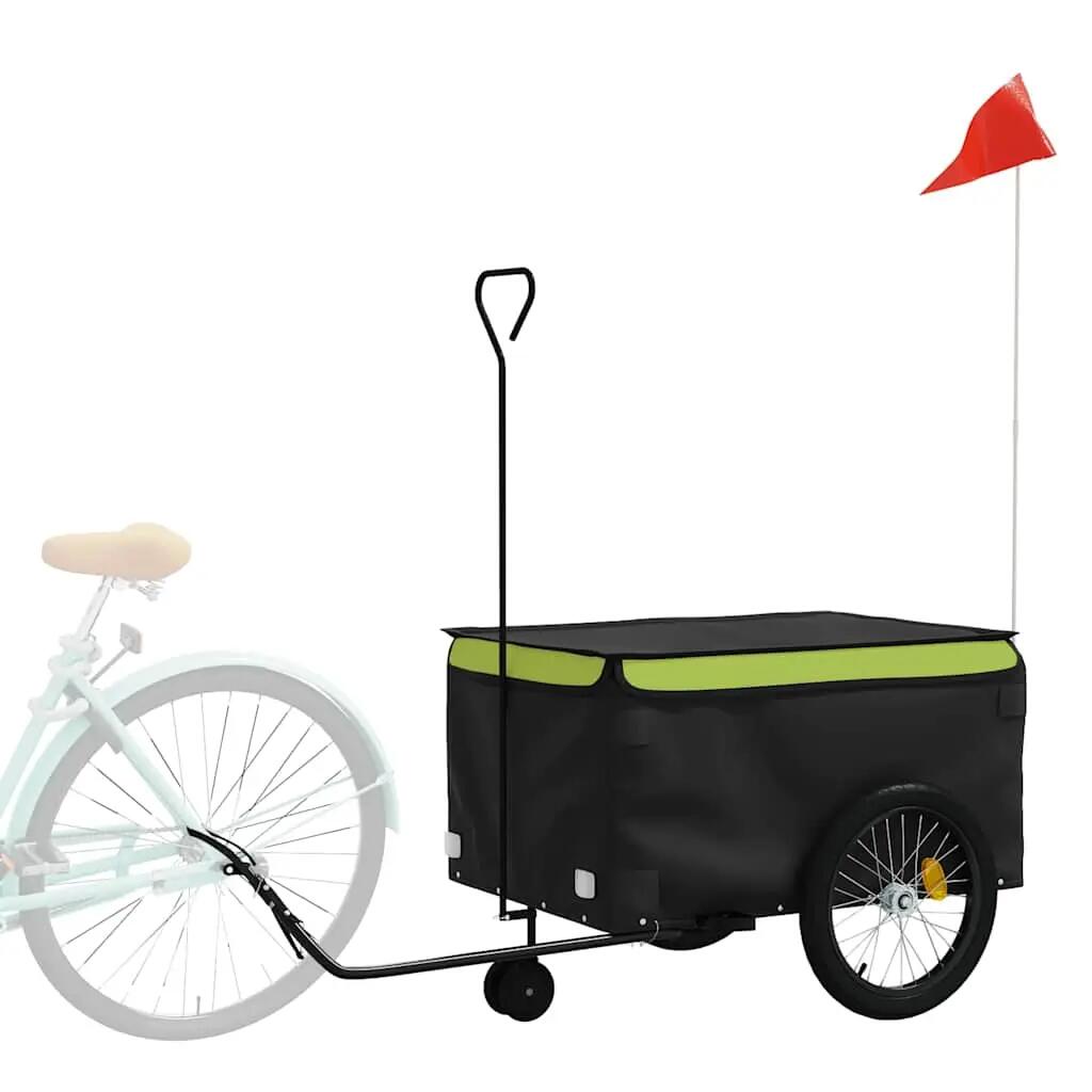 Remorque vélo VidaXL 45 kg fer noir et vert 3/3
