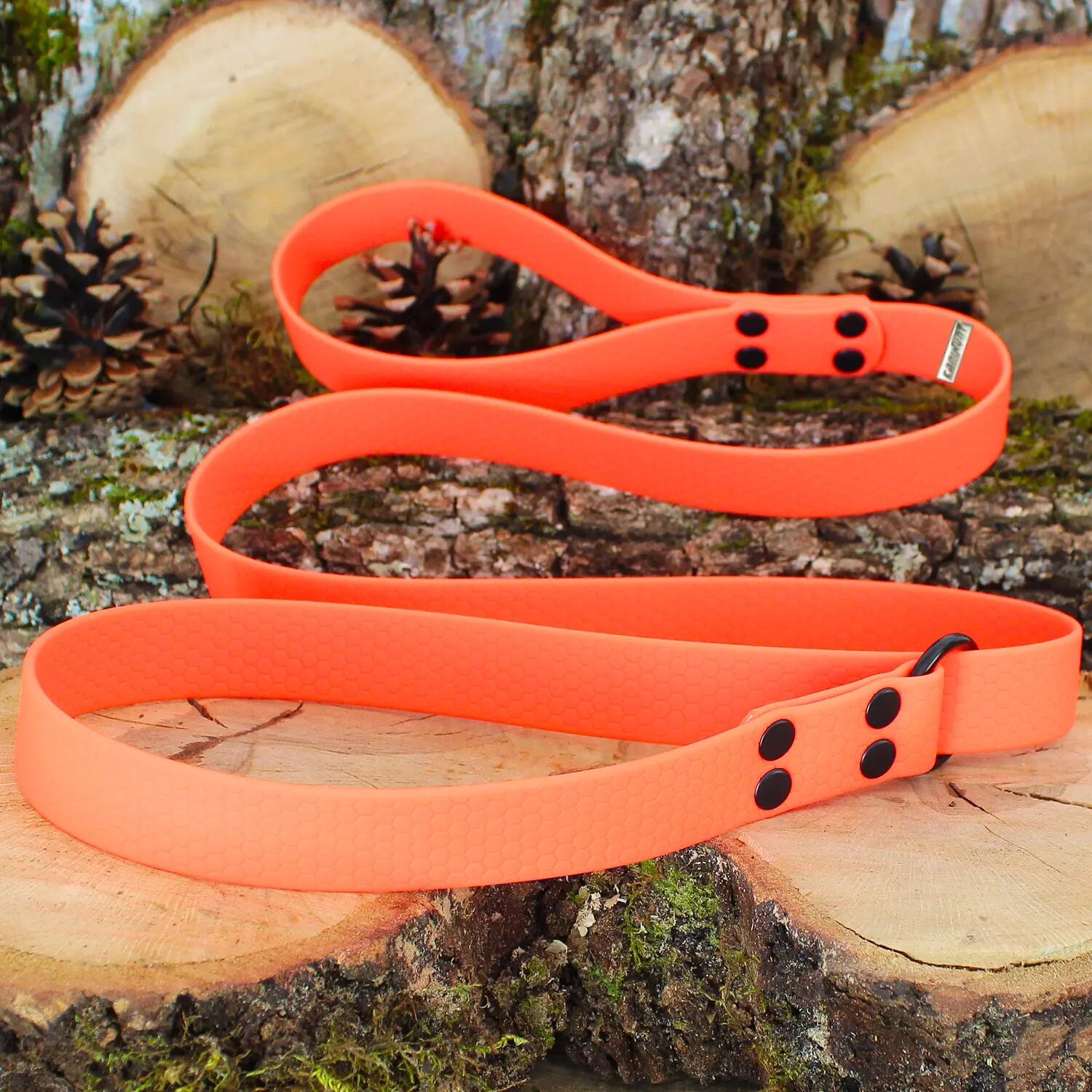 LAISSE CHIEN CANIHUNT MADE IN FRANCE HEXA 120CM LASSO ORANGE 2/3