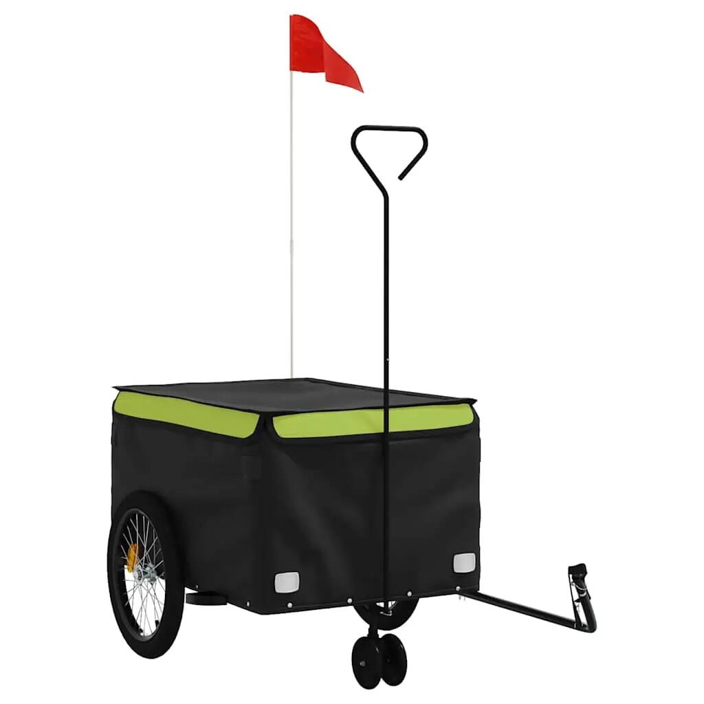 Remorque vélo VidaXL 45 kg fer noir et vert 2/3
