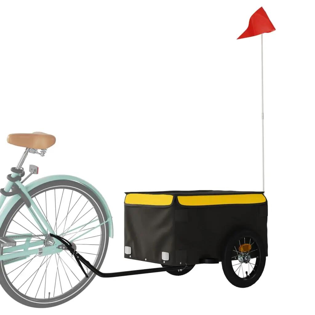 Remorque vélo vidaXL châssis fer 30 kg drapeau sécurité 3/5