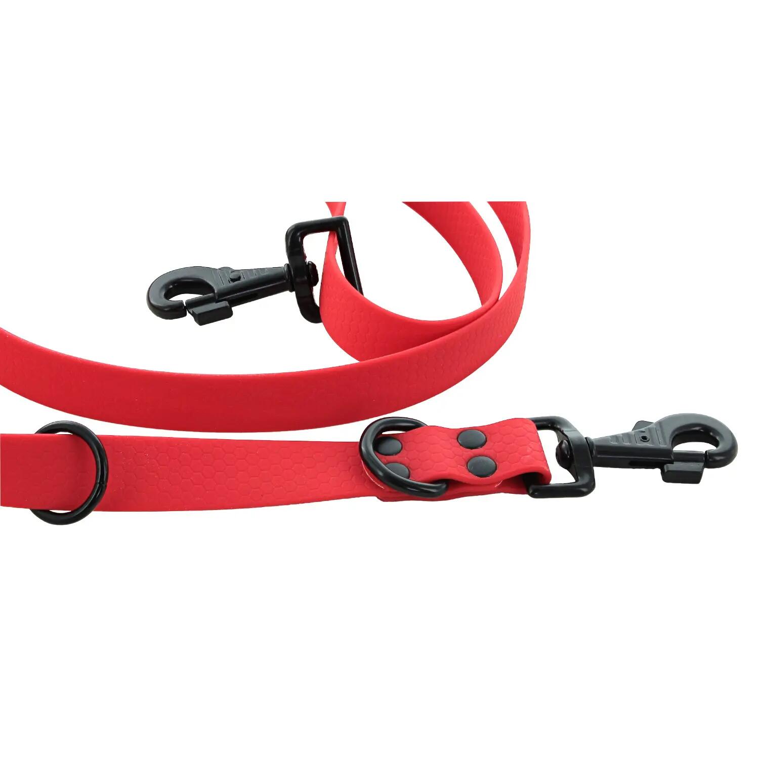 LAISSE CANIHUNT MADE IN FRANCE HEXA 150CM MULTIFONCTION ROUGE 2/6