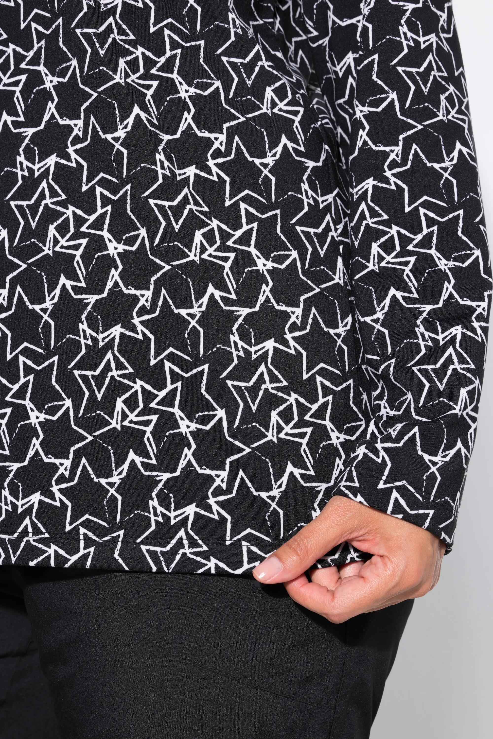 Femme T-shirt technique de ski motif étoiles col camionneur et manches longues 3/11