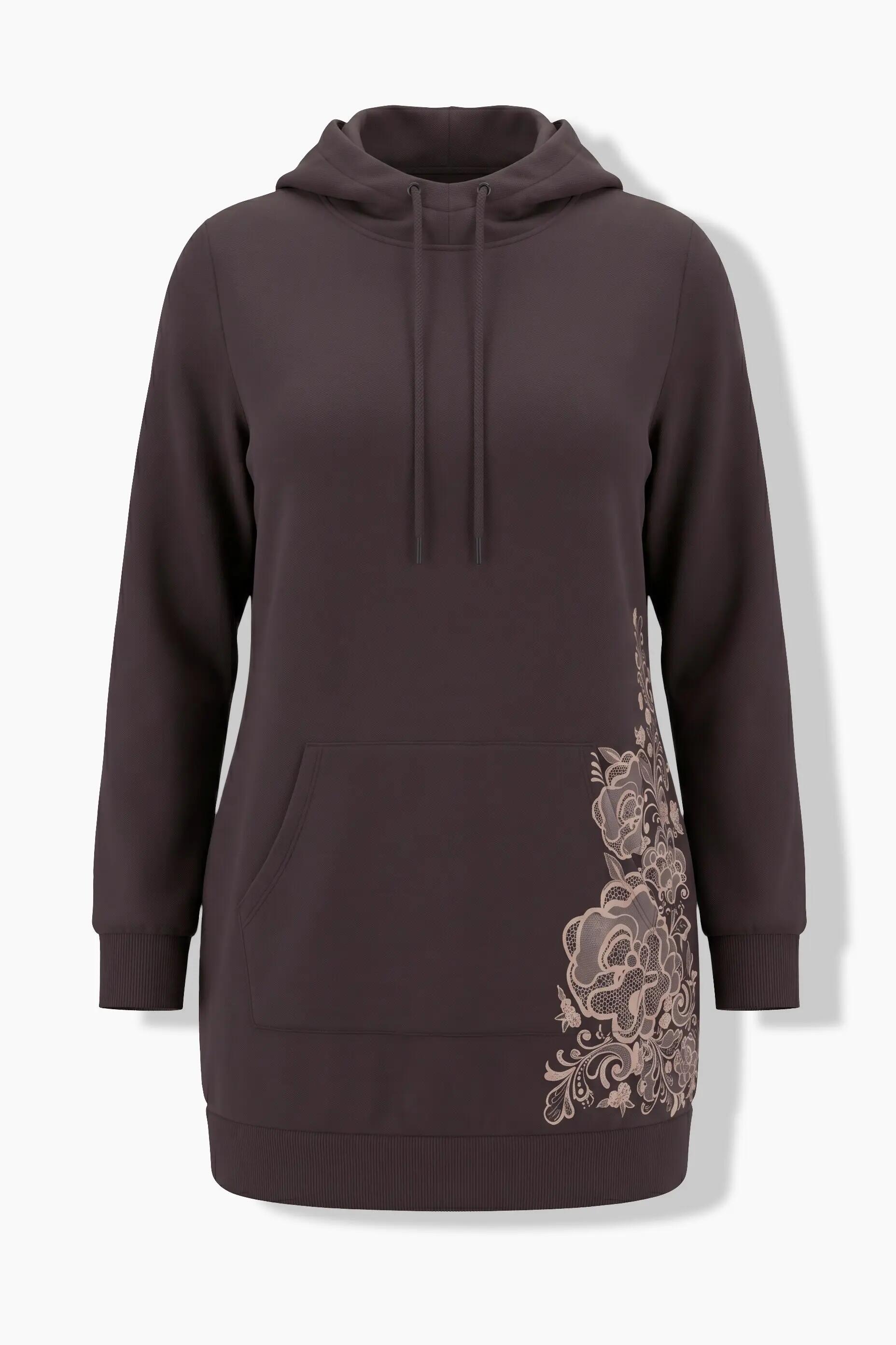 Femme Sweat-shirt oversize motif à fleurs capuche et manches longues 7/13