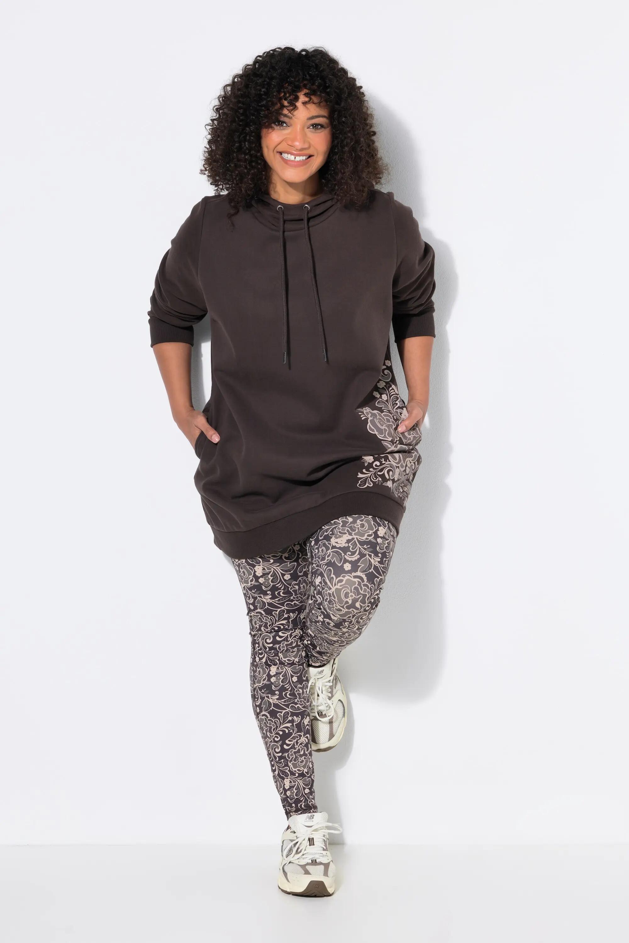 Femme Sweat-shirt oversize motif à fleurs capuche et manches longues 6/13
