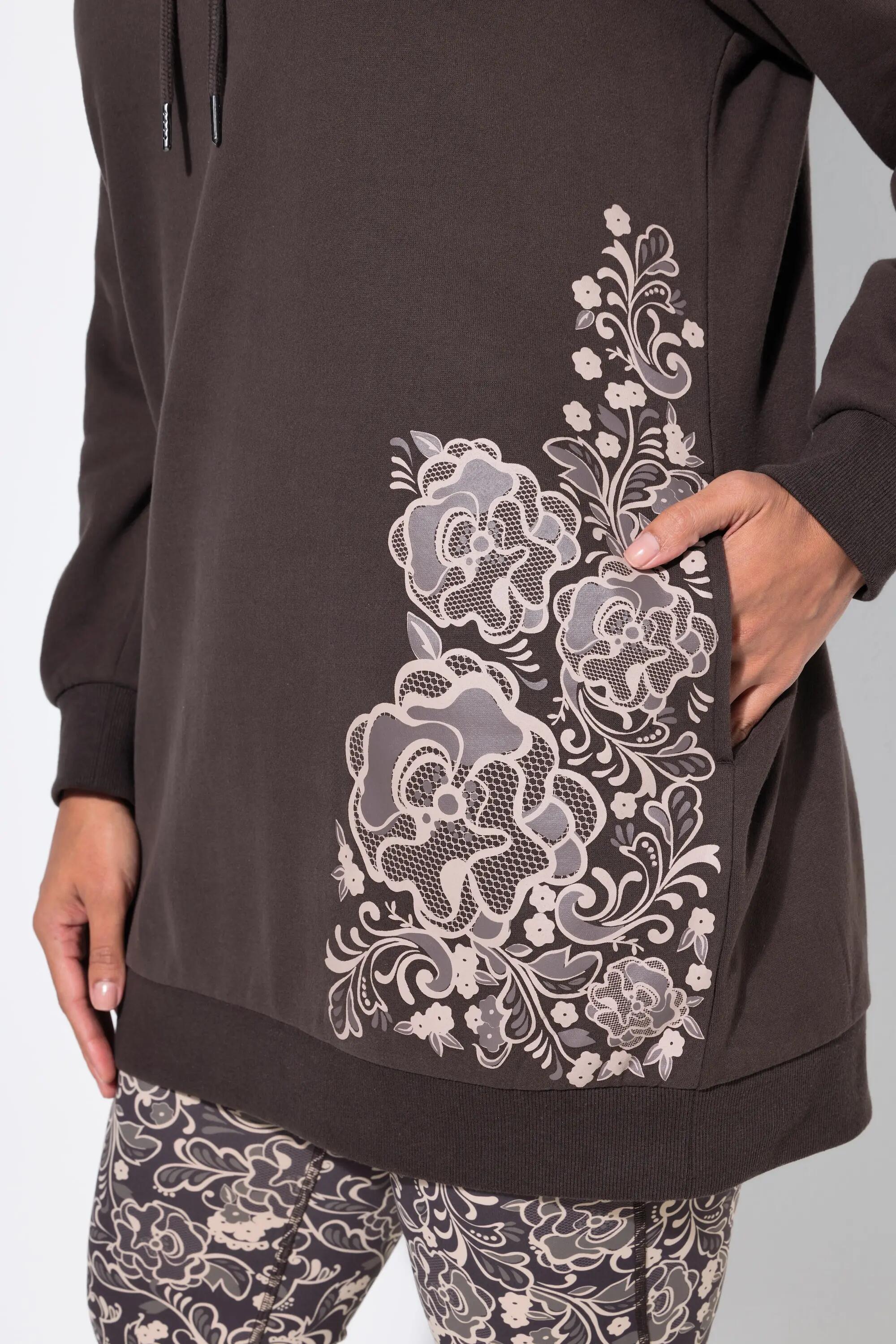 Femme Sweat-shirt oversize motif à fleurs capuche et manches longues 4/13