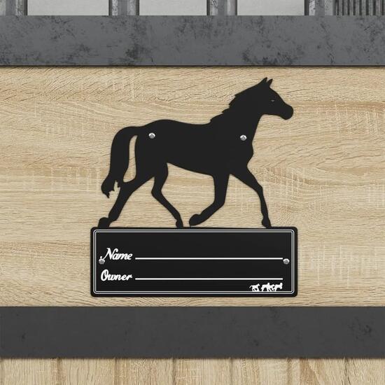 Plaque de nom pour écurie VidaXL acier noir 25 x 26,5 cm