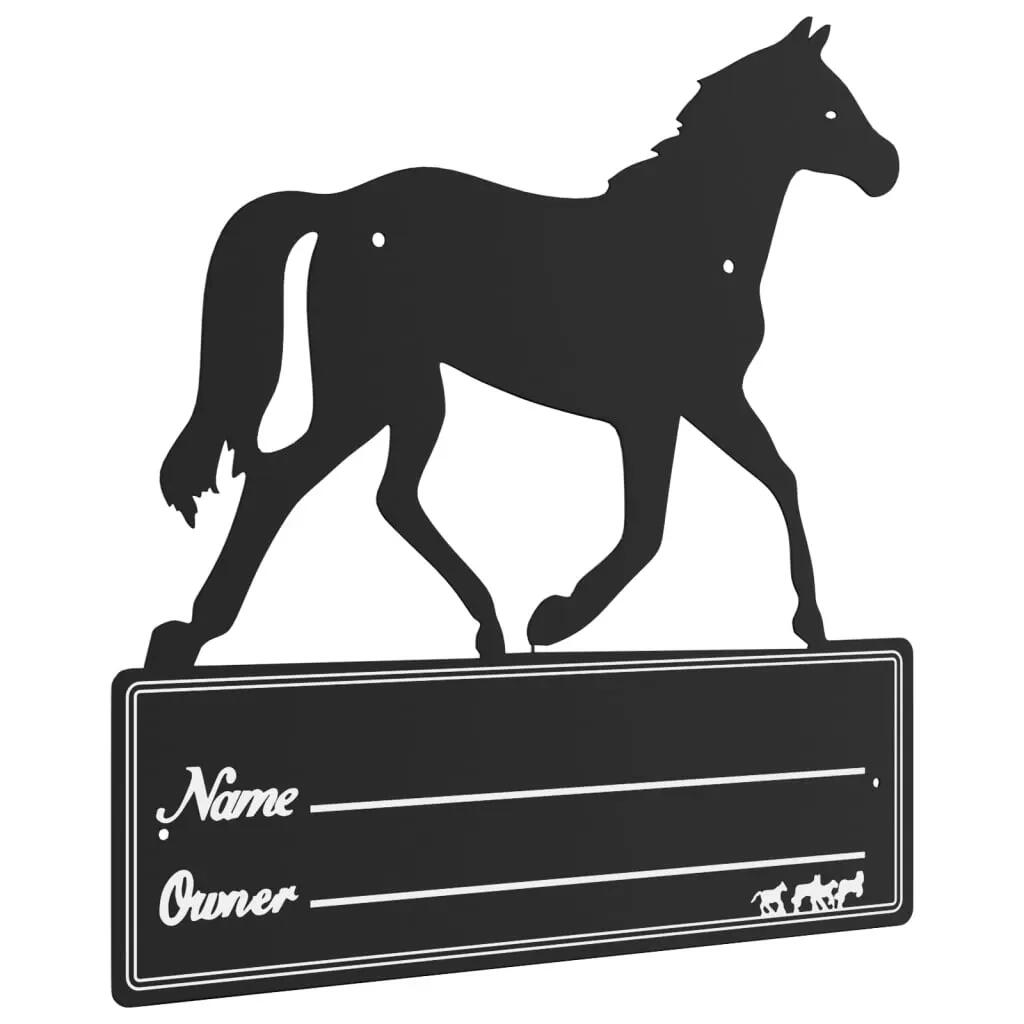 Plaque de nom pour écurie VidaXL acier noir 25 x 26,5 cm 2/4