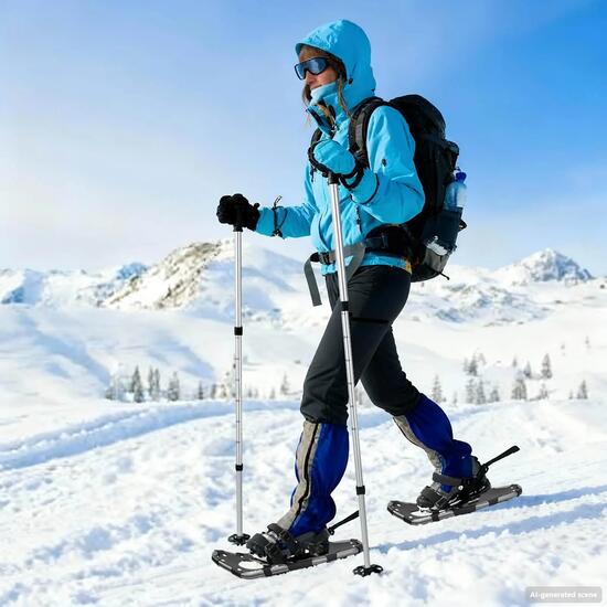 Raquettes à neige 3 en 1 VidaXL avec bâtons réglables alu/HDPE