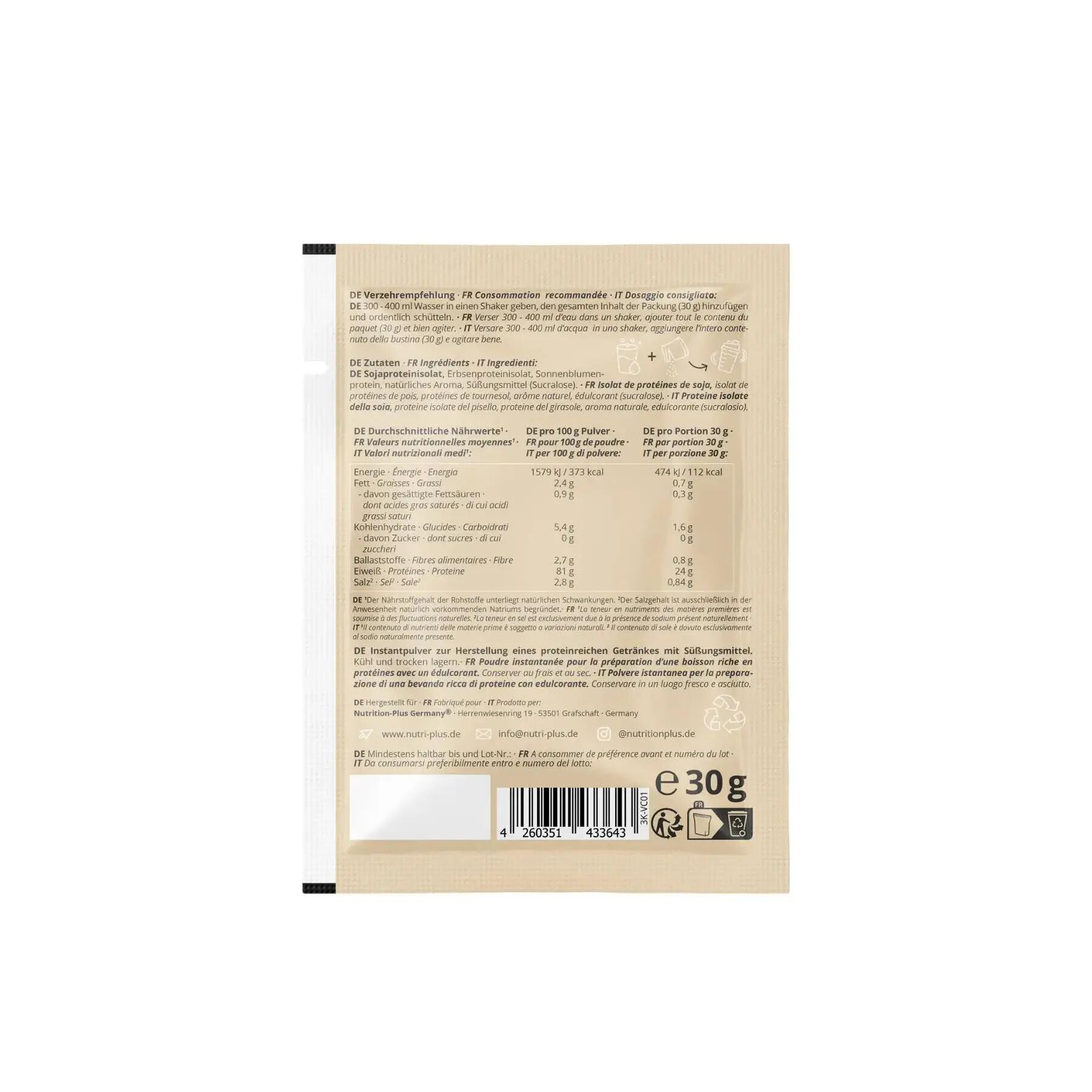 NUTRI+ Vegan 3K Protein Probe - Vanille, Einzelpackung. 3/4