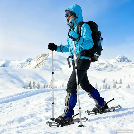 Raquettes à neige 3 en 1 VidaXL avec bâtons argent noir