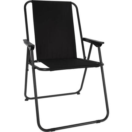 Chaise pliante camping Redcliffs avec accoudoirs cadre acier noir