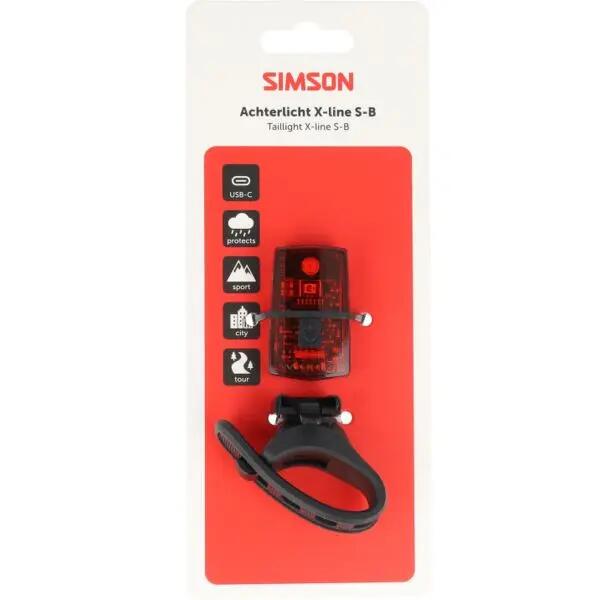 Lampe vélo arrière Simson Aurora X-Line S avec feu stop USB-C 3/3