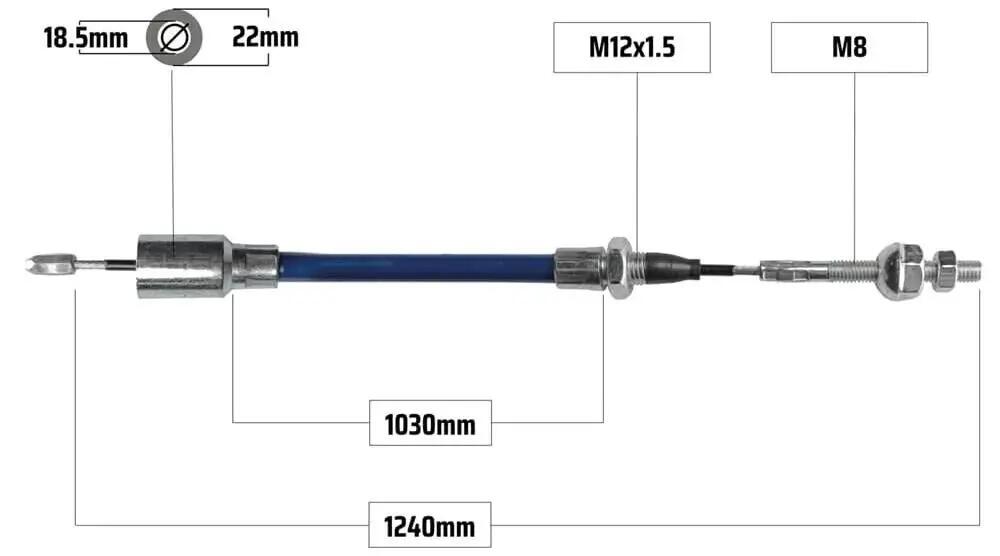 Câble de frein gainé NB PARTS bleu embouts filetés M8 2/2