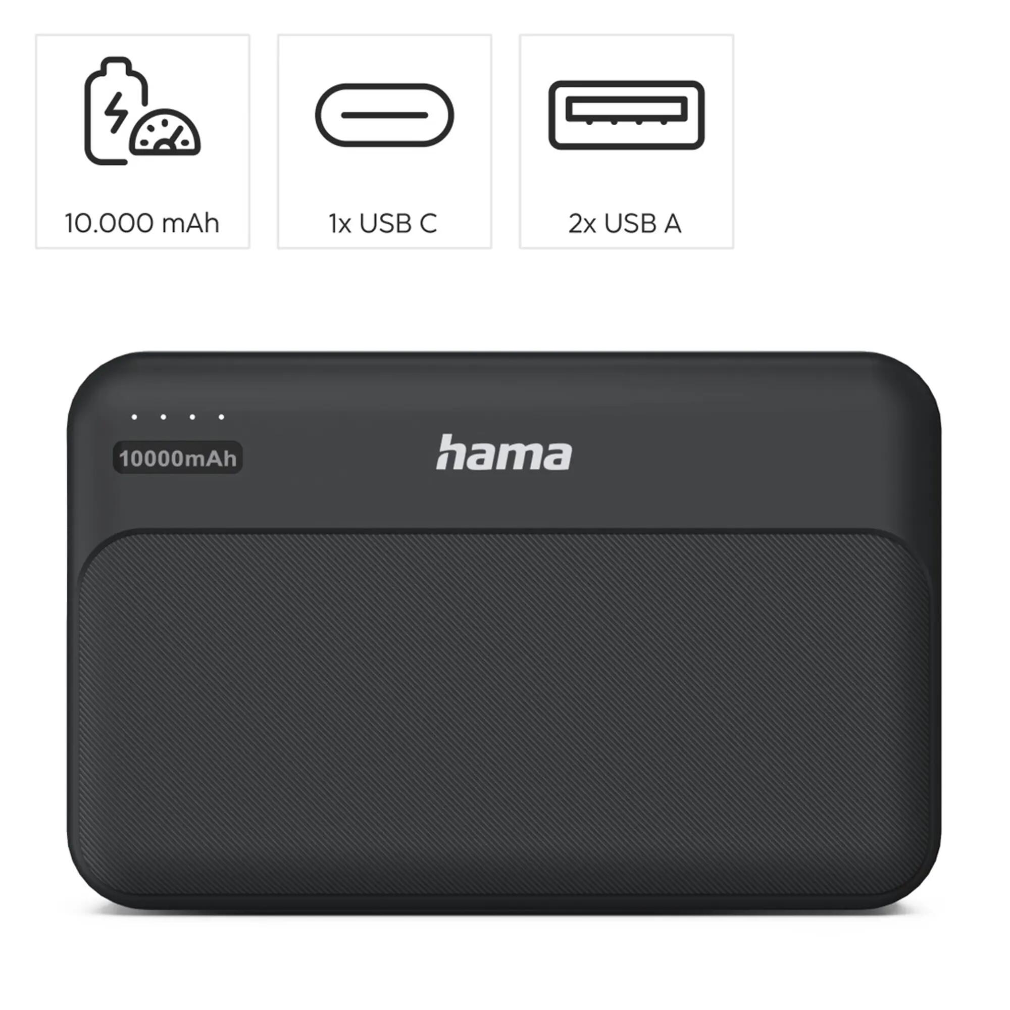 HAMA Power Pack Pocket 10, 10000 mAh, USB-A, Grau 2/5