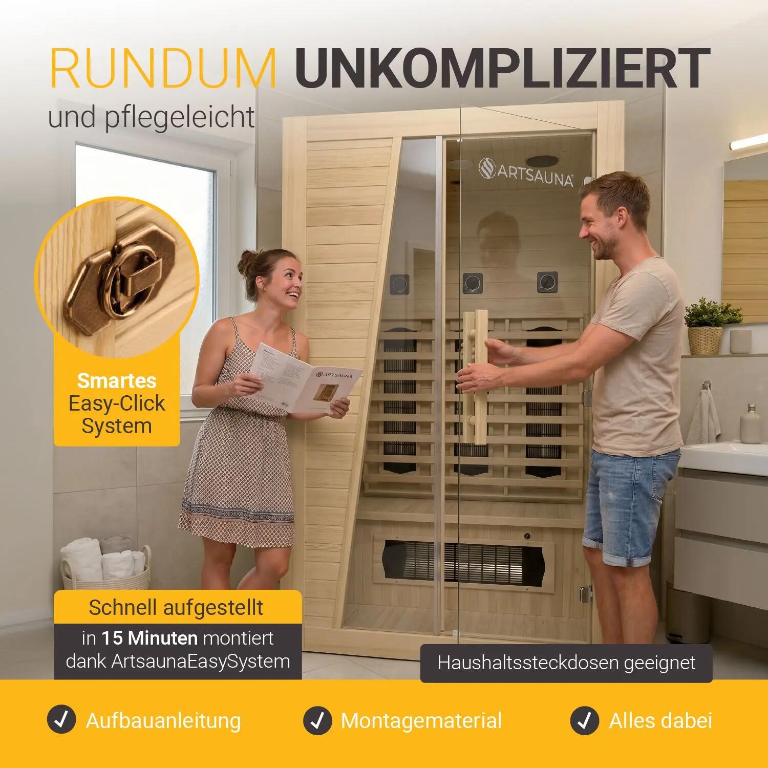 ARTSAUNA Infrarotkabine Bergen115 Natur Hemlockholz für 2 Personen 6/7
