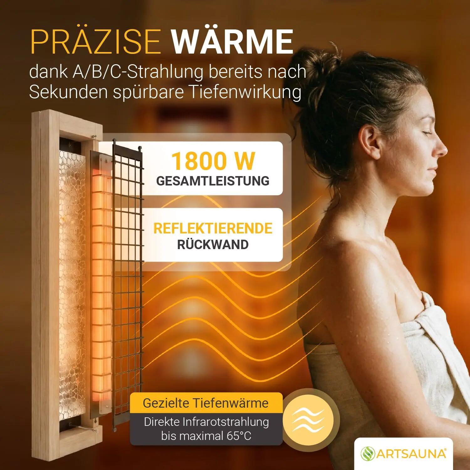 ARTSAUNA Infrarotkabine Bergen115 Natur Hemlockholz für 2 Personen 5/7
