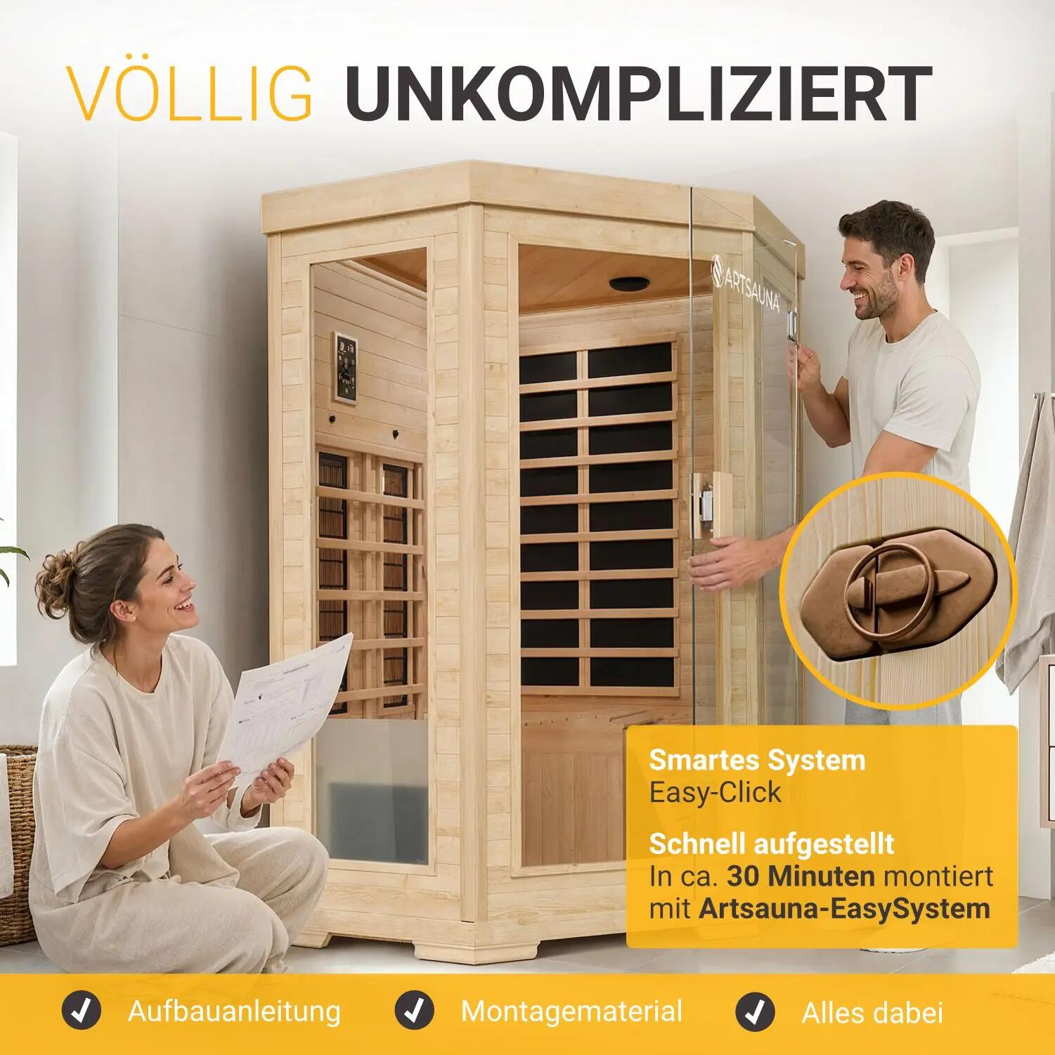 Infrarotkabine Aalborg mit Dual-Technologie 2 Personen Hemlockholz 6/7