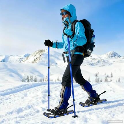 Raquettes neige 3 en 1 VidaXL aluminium + HDPE avec bâtons