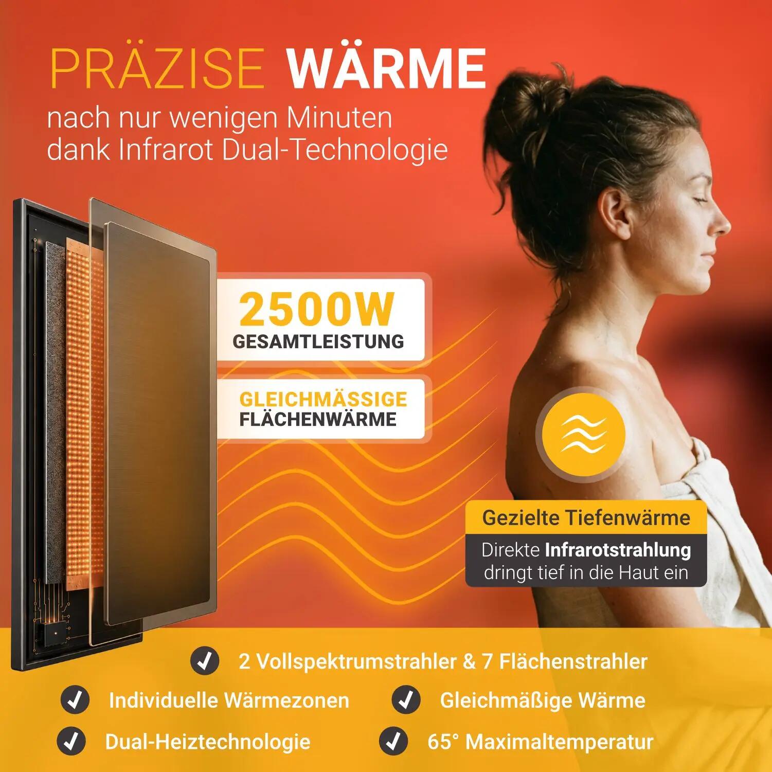 ARTSAUNA Infrarotkabine Kolding Dual-Technologie Heizsystem 2 Personen 2/7