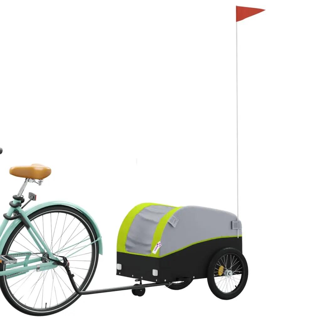 VidaXL remorque vélo en fer 30 kg noir/vert 3/3