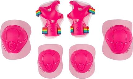 Protection patins enfants Nijdam Pink Rainbows - coudes, poignets, genoux