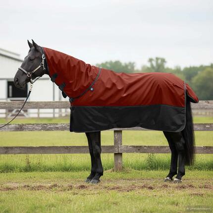 Couverture imperméable cheval VidaXL bordeaux noir polyester