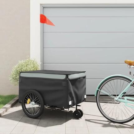 Remorque vélo VidaXL 45 kg fer noir-gris