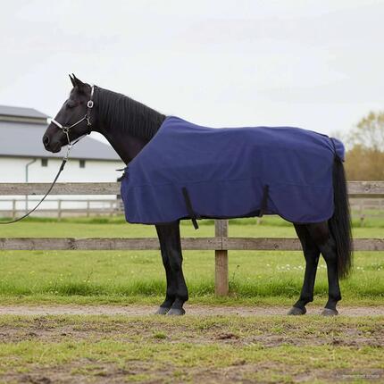 Couverture cheval polaire polyester VidaXL marine avec rabat de queue
