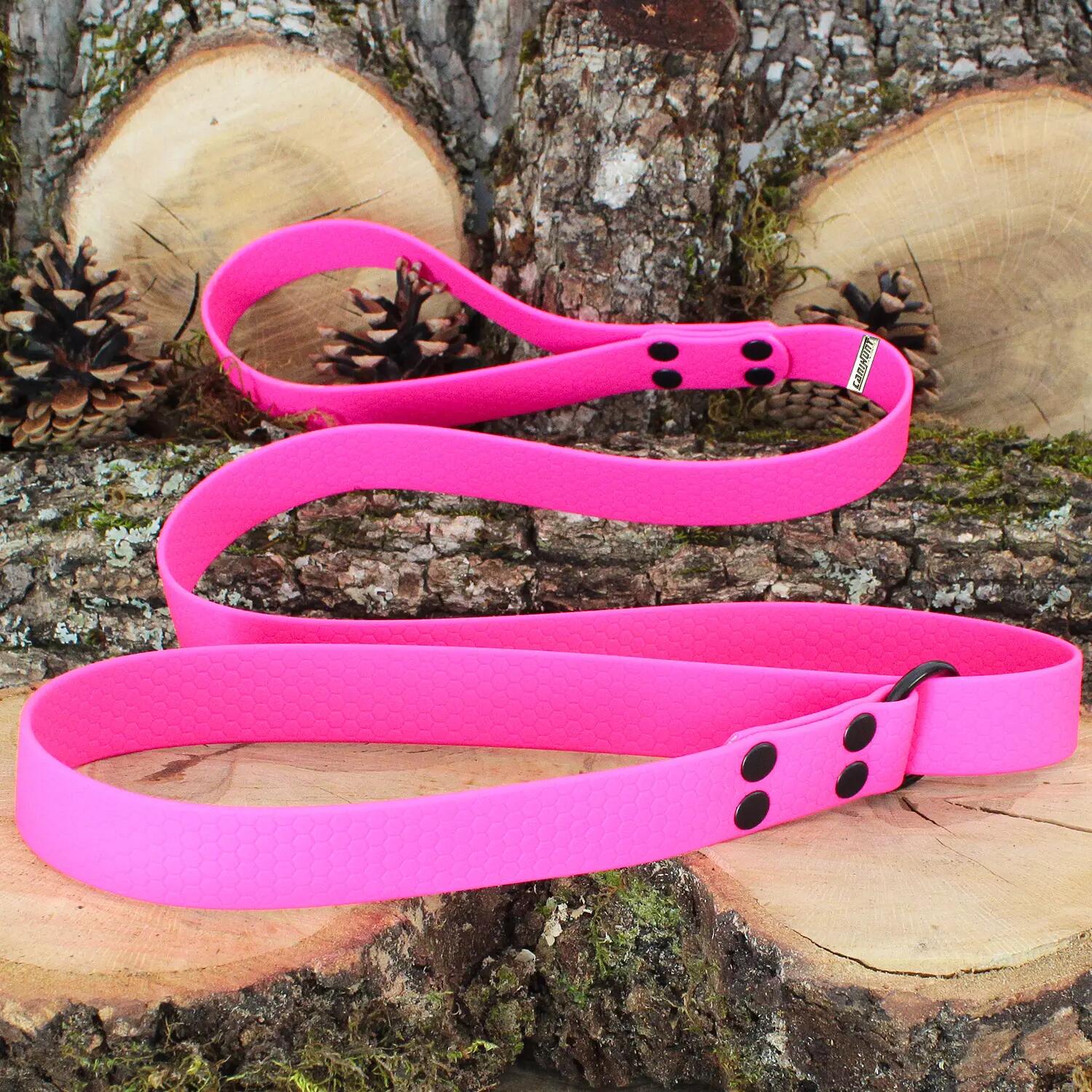 LAISSE CHIEN CANIHUNT MADE IN FRANCE HEXA 120CM LASSO ROSE 2/3