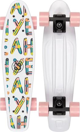 Skateboard Nijdam Flipgrip deck blanc roues rose