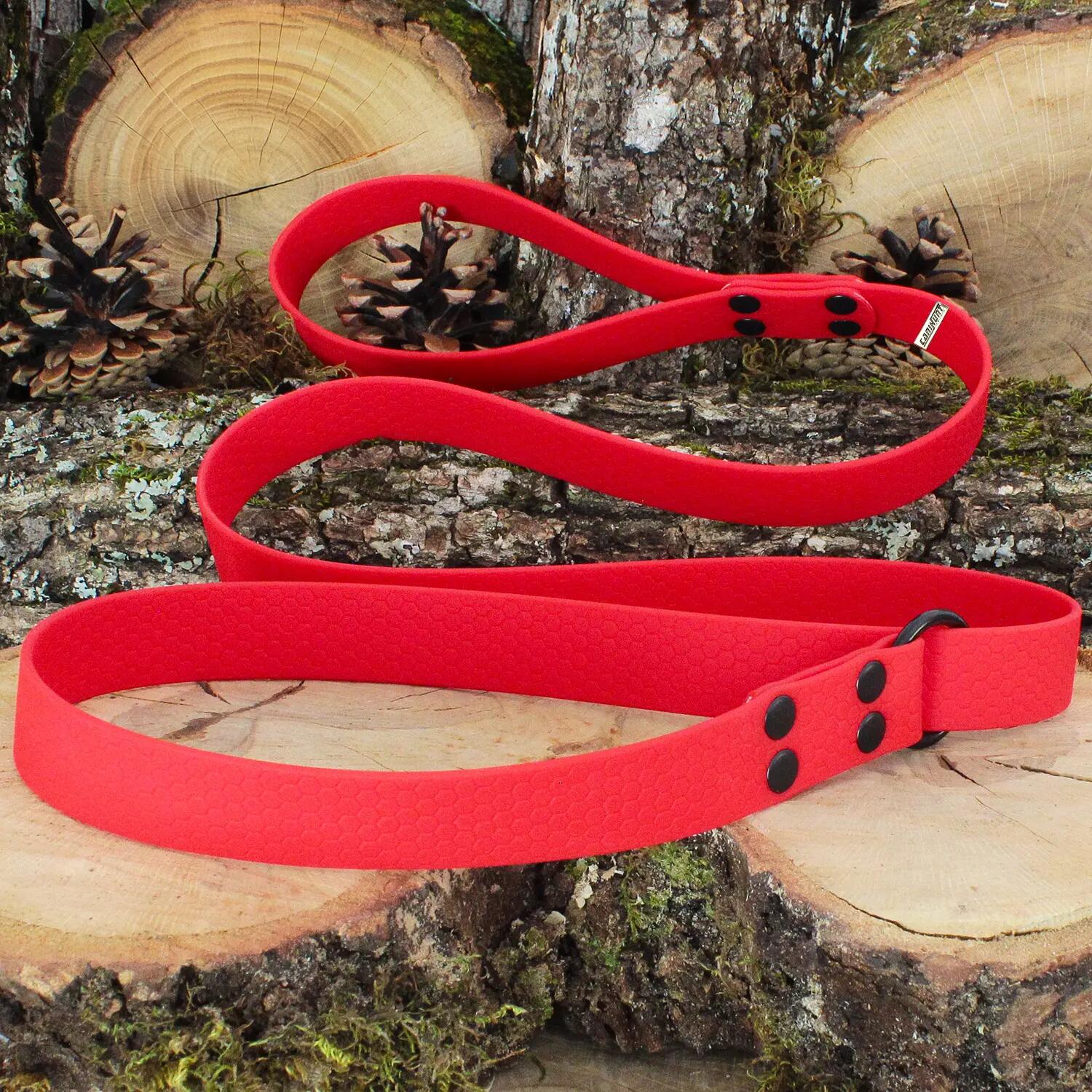 LAISSE CHIEN CANIHUNT MADE IN FRANCE HEXA 120CM LASSO ROUGE 2/3