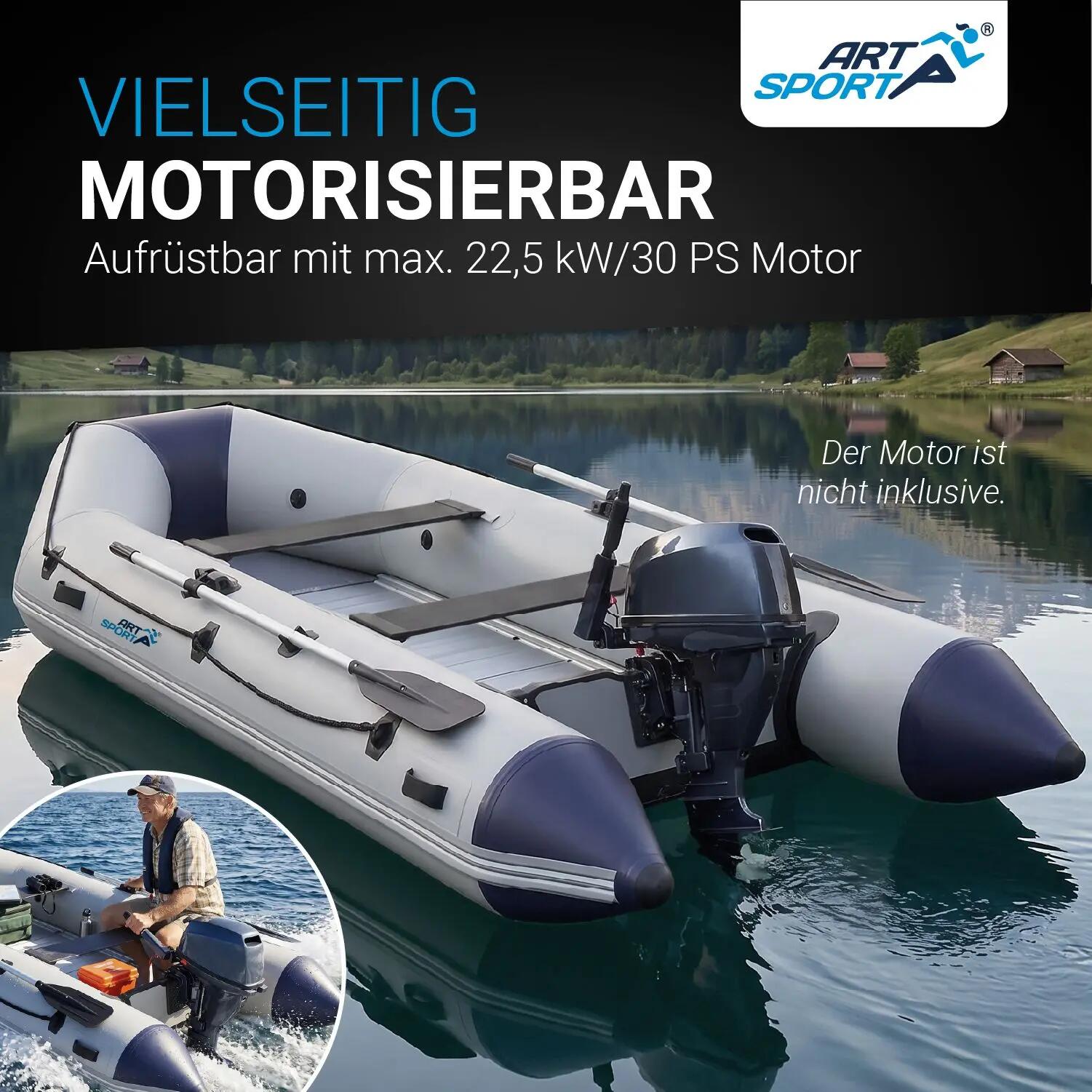 JUSKYS Schlauchboot 3,80 m 2 Sitzbänke, Paddel, Pumpe, Tasche & Reparaturset 3/7