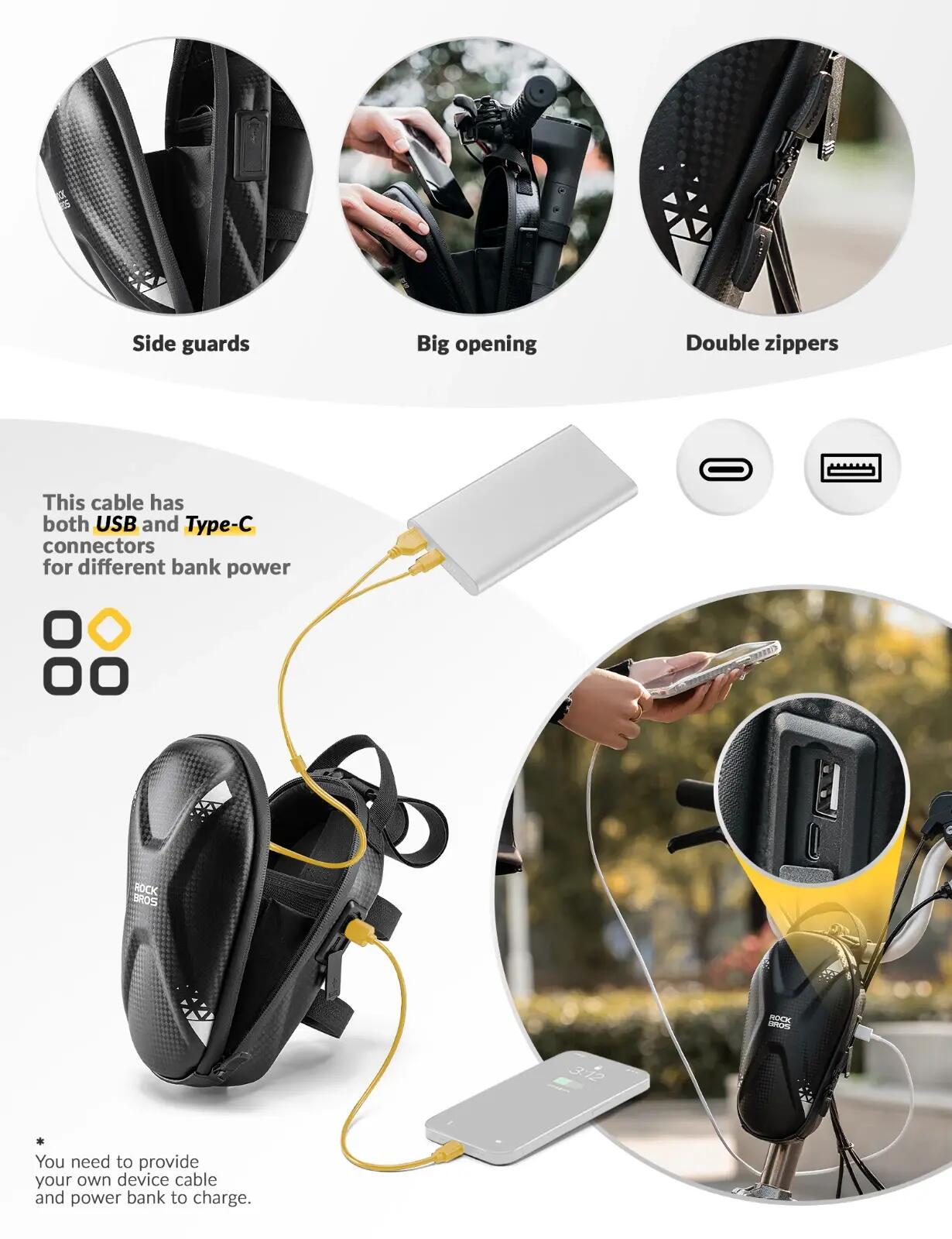 Sacoche de guidon ROCKBROS E-Scooter 1,3L déperlante 3/6