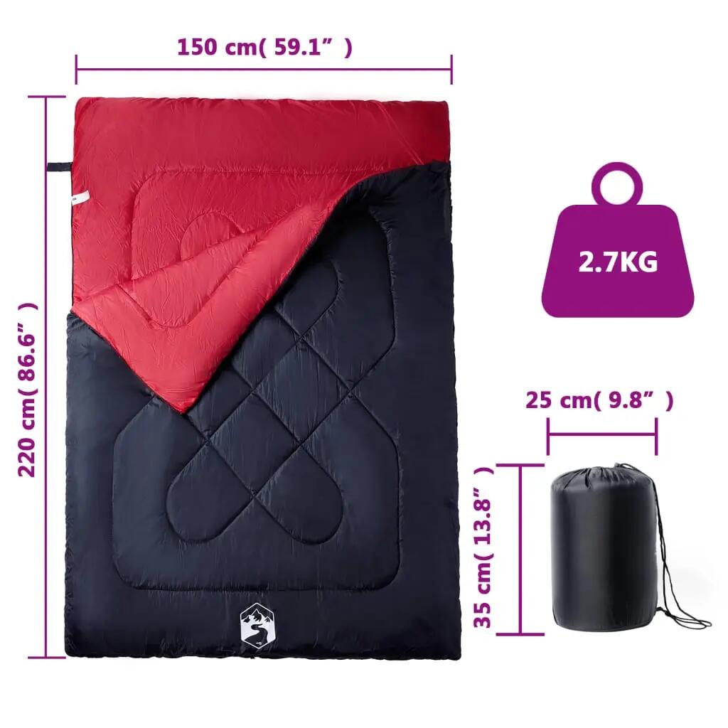 Saco de dormir doble y almohadas camping adultos 3-4 estaciones 5/5