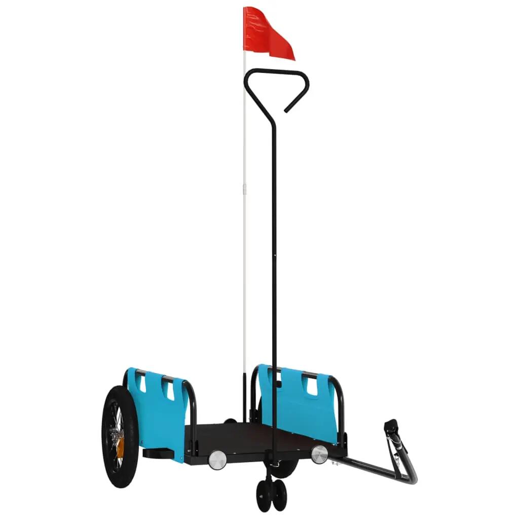 VidaXL Remorque Vélo Tissu Oxford et Fer Thermolaqué Bleu 2/2