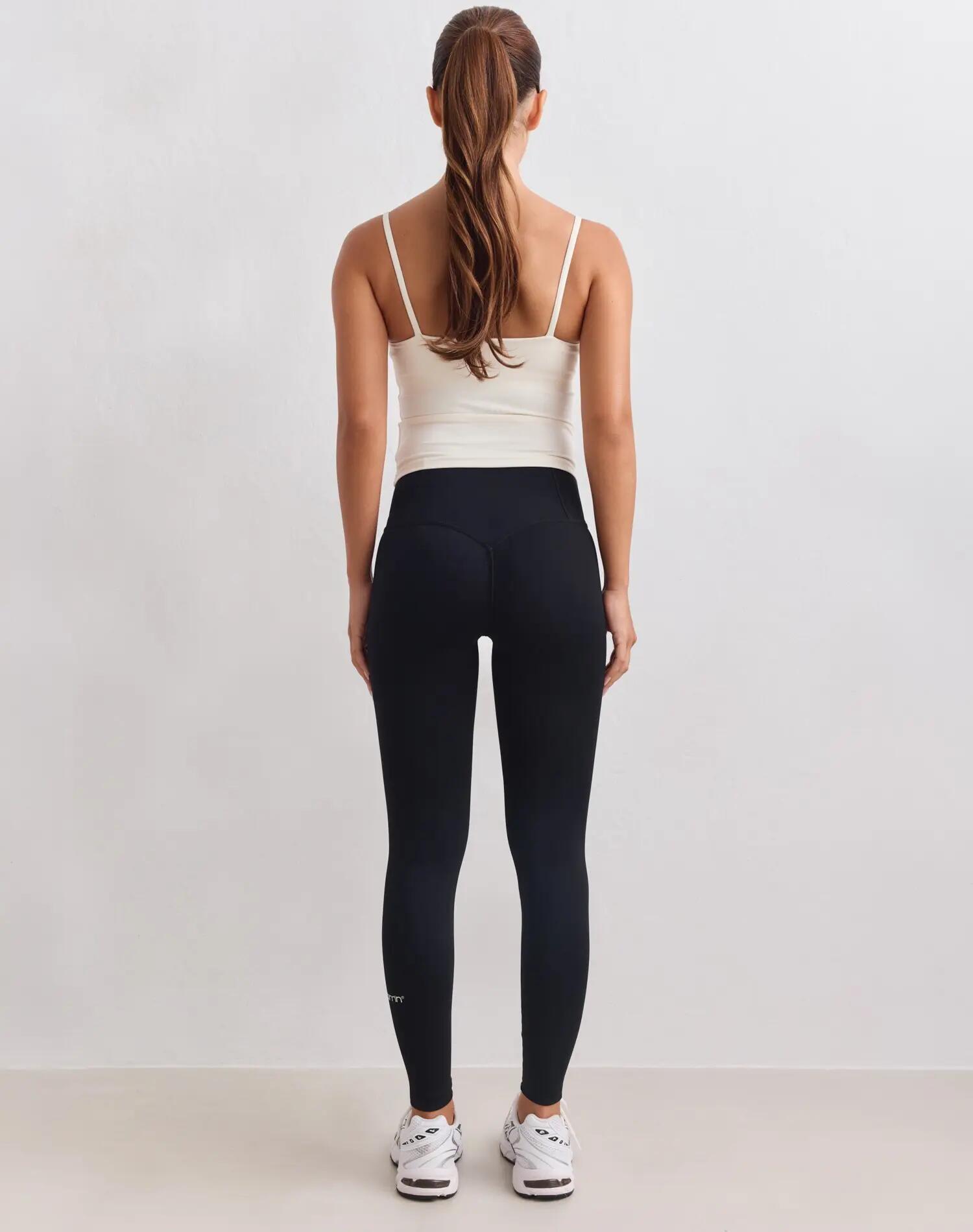 Dames sportlegging hoge taille compressie invisible scrunch sculpting zwart 2/7