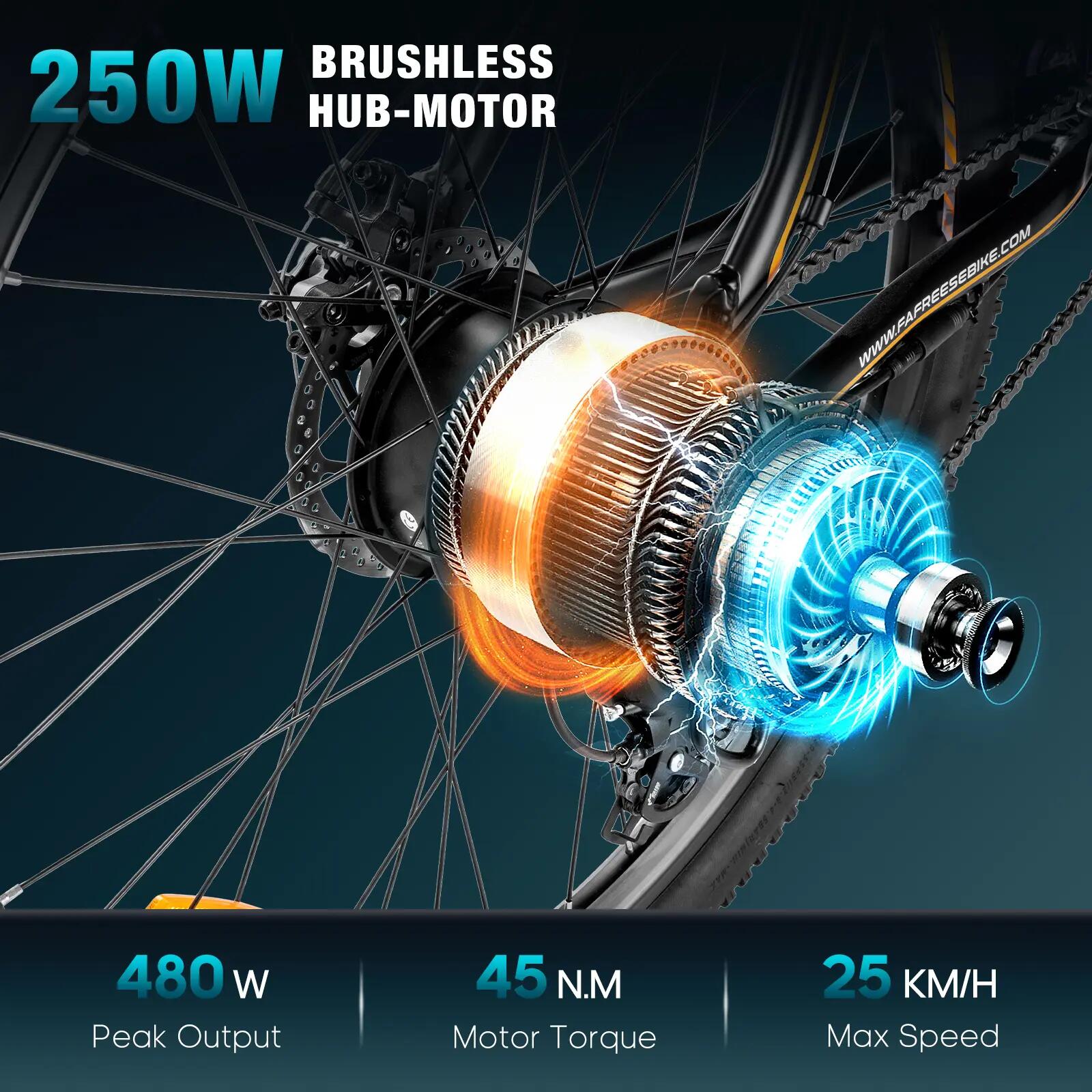 Electric Bicycle Fafrees F28 MT 250W Motor 36V 14.5AH Top Speed 25km/h, Black 11/15