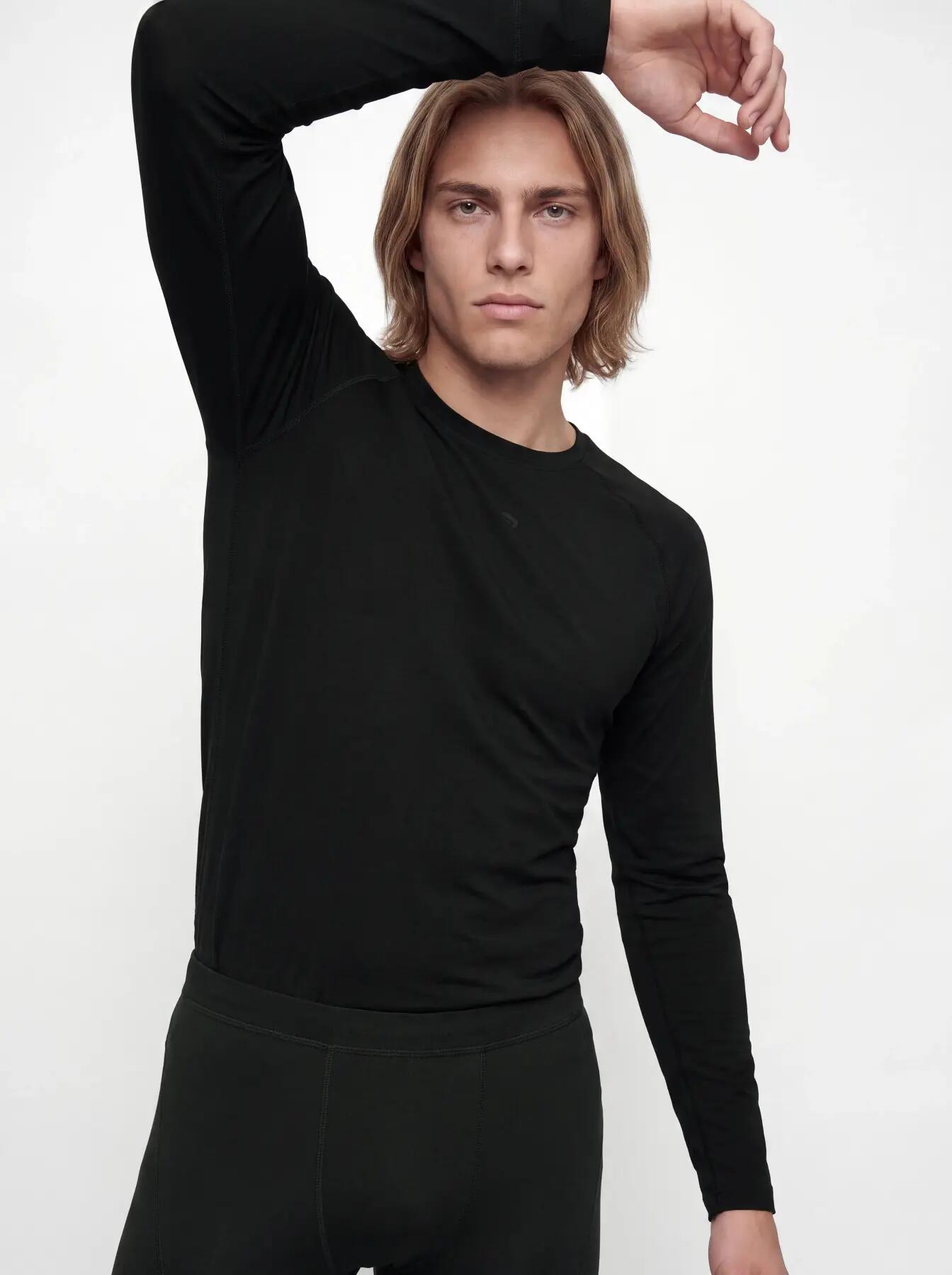 Uomo Sci Completo Termico Intimo 2 Pezzi Lesley A-24/2 Black-Dark Grey Melange 5/7