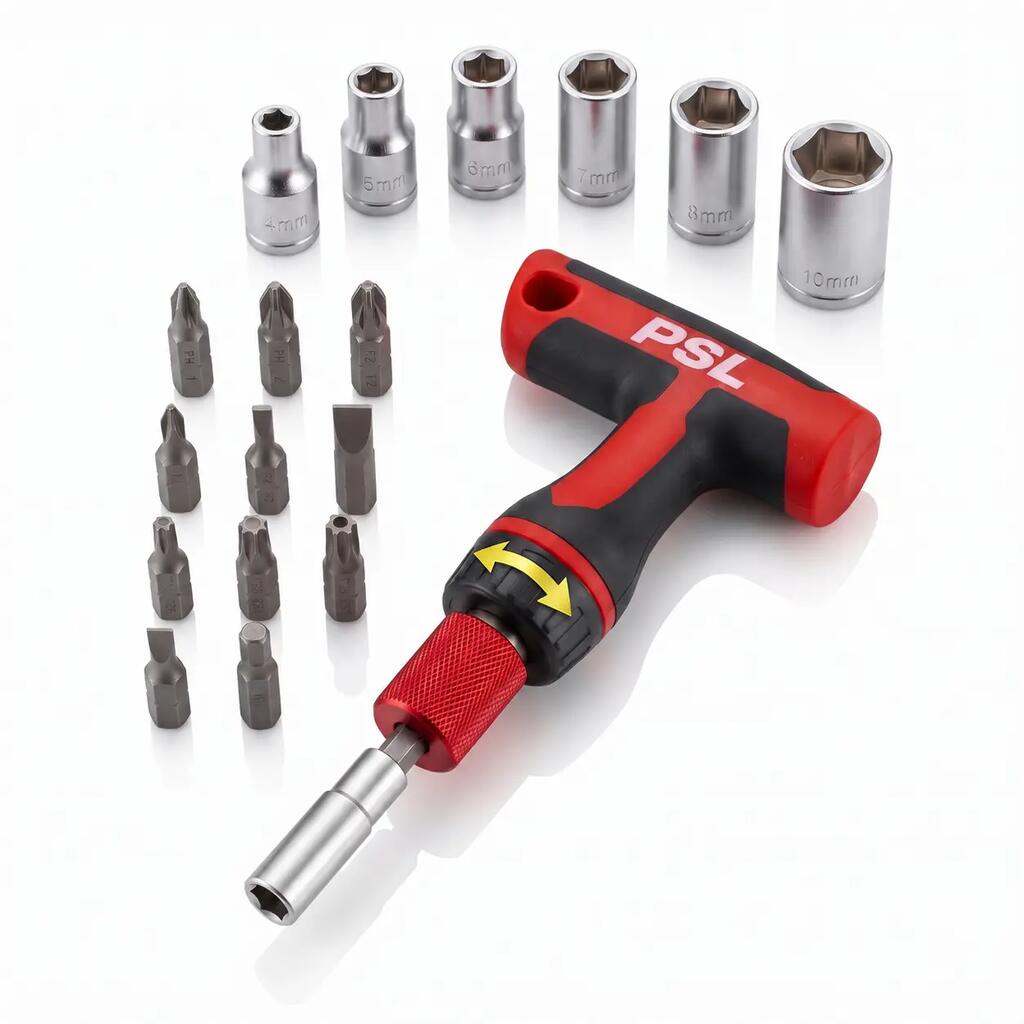 18-Piece Screwdriver Set with T-Handle Bit Set Sockets Torx Compact