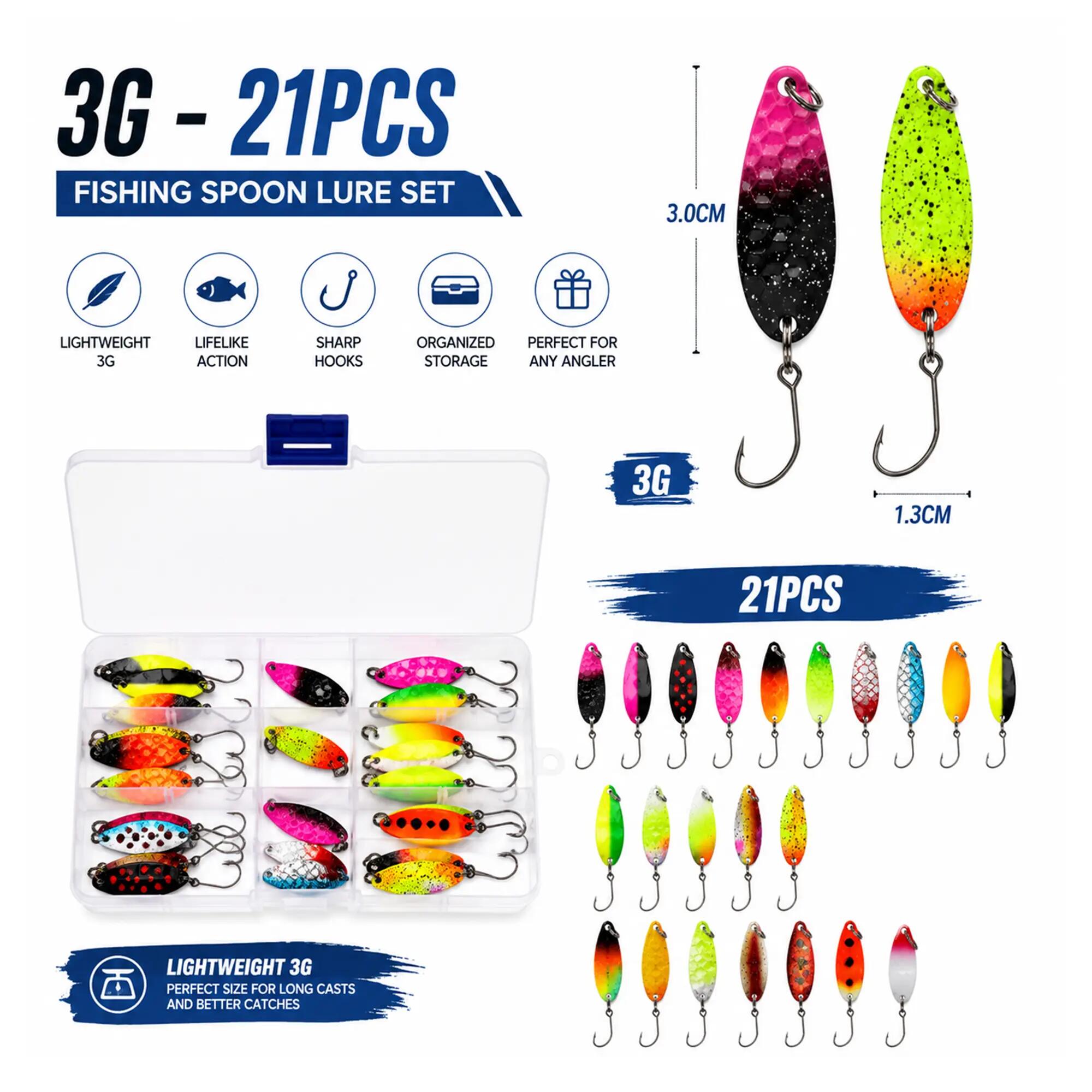 Fish-Xpro Troutlook Forellepel Set - 21 Stuks - 3 g - Enkele Haak - Tacklebox 4/5