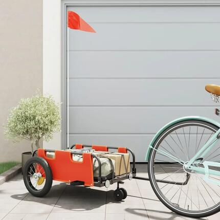 Remorque vélo VidaXL tissu Oxford et fer laqué orange