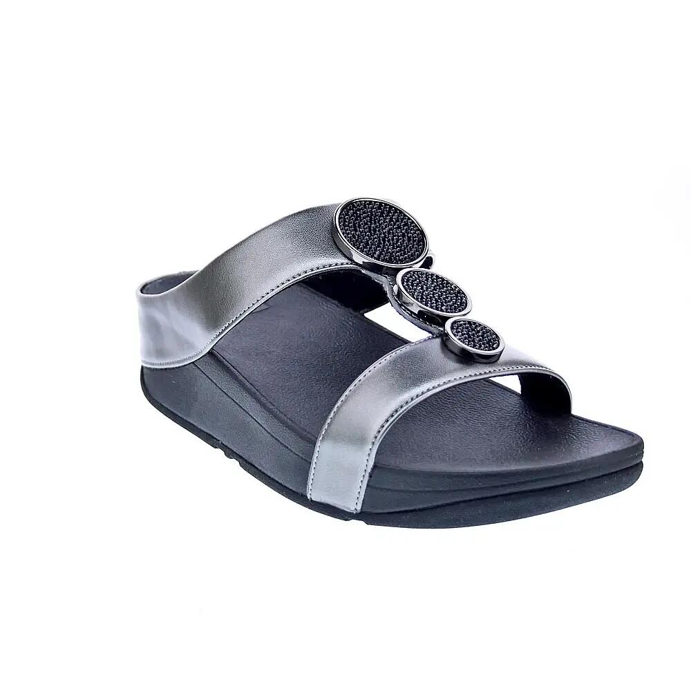 FitFlop FitFlop Halo Bead-Circle Metallic H-Bar Slides  TINZWART 38 4/7