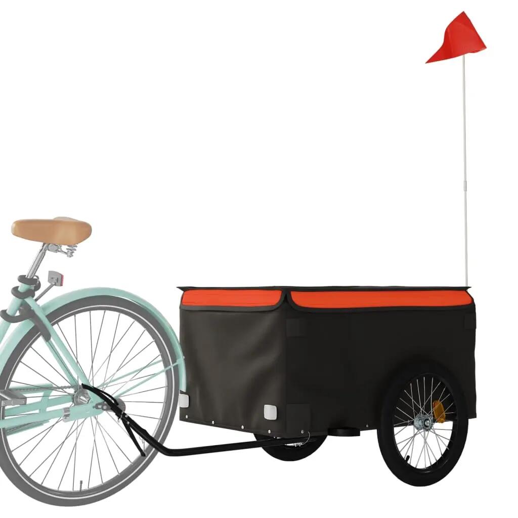 VidaXL remorque vélo 45 kg fer noir et orange 3/3