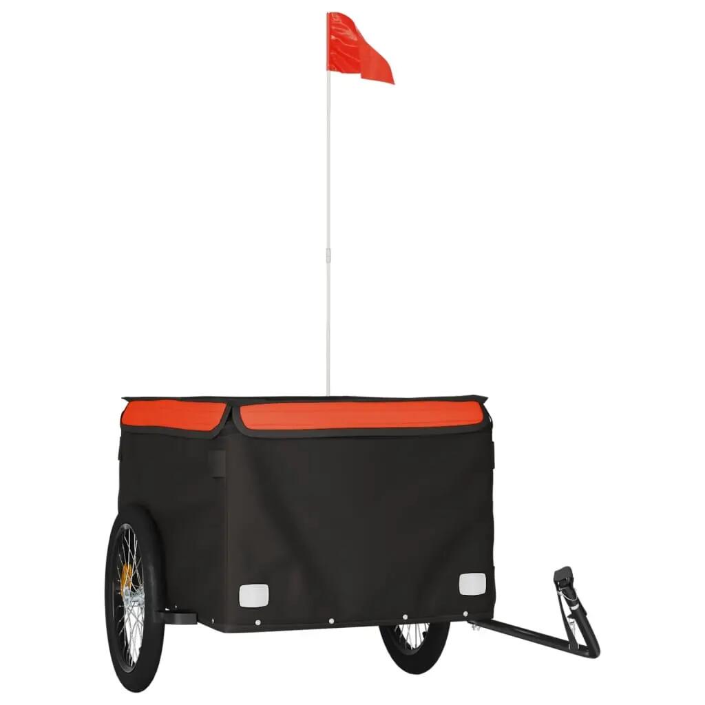 VidaXL remorque vélo 45 kg fer noir et orange 2/3