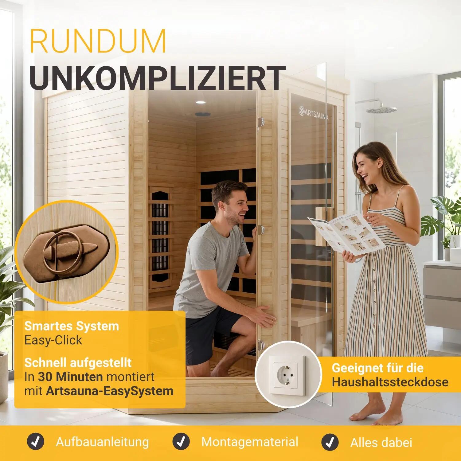 Infrarotkabine Esbjerg Triplex-Heizsystem 2 Personen LED-Farblicht 6/7
